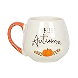 Abgerundete Tasse mit Aufschrift 'Hello Autumn, Keramik