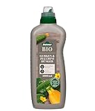 Dehner Bio Gurken- und Zucchinidünger, hochwertiger Flüssigdünger, Dünger für Gurken / Zucchini, organischer NK-Dünger, ökologisch wertvoll, 1 l, für ca. 150 l, bunt