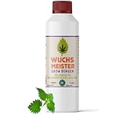 WUCHSMEISTER Brennnesseljauche - natürlicher organischer Cannabis Dünger mit hohem NPK-Wert für Cannabis bei BIOlogischen Grow & Bloom für Pflanzenwachstum in 1 Liter