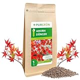 Purgrün® Ahorn-Dünger 1 kg – Organisch-mineralische Rezeptur – Feinkörniges Krümelgranulat – NPK 5+4+6 – Mit Magnesium & Tonmineralien – Extra Kalium für Widerstandsfähigkeit – Für gesunde Ahornbäume