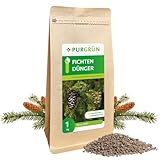 Purgrün® Fichten-Dünger 1 kg – Organisch-mineralische Rezeptur – Feinkörniges Krümelgranulat – NPK 5+4+6 – Extra Magnesium verhindert Nadelverfärbungen – Verbessert die Bodenqualität