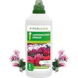Purgrün® Alpenveilchen-Dünger 1 Liter – Organisch-mineralische Rezeptur – Premium-Flüssigdünger mit Spurennährstoffen – NPK 8+8+6 – Mit Guano & Aqua Plus – Stärkt Blüten und Wurzelwerk