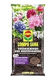 COMPO SANA® Rhododendron- und Hortensienerde mit 8 Wochen Dünger für Rhododendren, Hortensien und andere Pflanzen, die einen niedrigen pH-Wert bevorzugen 40L