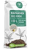 Bananenerde 10 L - Aus 100% nachwachsenden Rohstoffen - Erde für Bananenpflanze - Mit Bananen Dünger und Wurzelaktivator - Plumeria Erde - Bananenstaude, Strelizie, Musa