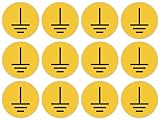 Aufkleber: 25x25 mm, 12 Stück - Erde Zeichen - DIN/VDE