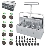 Kensbro Manueller Erdballenpresse Anzucht, 5x5cm Soil Blocker - 8 Erdblöcke, 2in Hand Bodenblocker für Transplant, Handgehaltener Bodenblockierer für Keimlinge