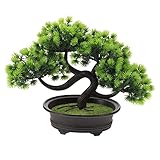 Garneck Willkommene Topfpflanze Mit Kiefernblumen Künstlicher Bonsai-wacholderbaum Zimmertöpfe Für Pflanzen Desktop-Bonsai Zimmerpflanzen Künstlich Grüne Pflanzen Büro Schreibtisch Plastik