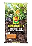 Compo CACTEA Kakteen- und Sukkulentenerde mit 8 Wochen Dünger für alle Kakteenarten und dickblättrige Pflanzen, Kultursubstrat, 10 Liter